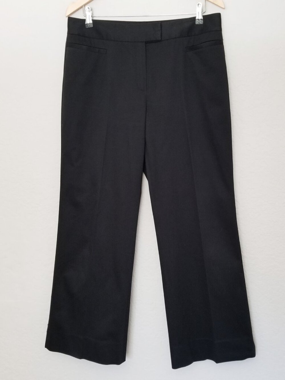 Lafayette 148 Black Women's 10 Wide Leg Ankle Trouser Pants 100% Cotton Corpcore